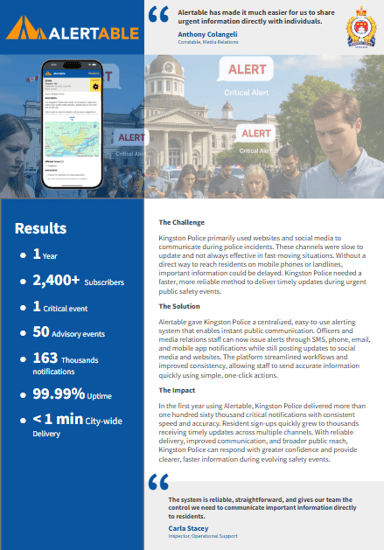 Kingston Police Alertable Alert System Case Study