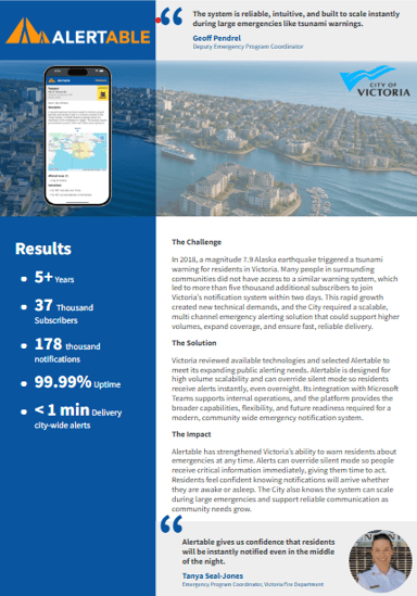 Victoria Alertable Alert System Case Study