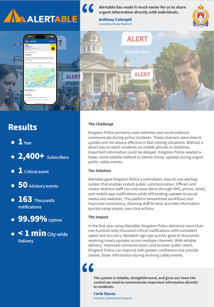 Kingston Police Public Safety Alerting System | Case Study | Alertable